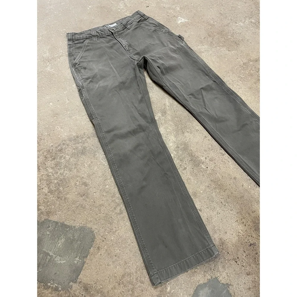 Carhartt Pants Mens 31x32 Gray Relaxed Fit Canvas Carpenter Work B324‎ DFE